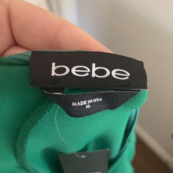 Bebe Green V-Neck Shirred Dress - Picture 9 of 15